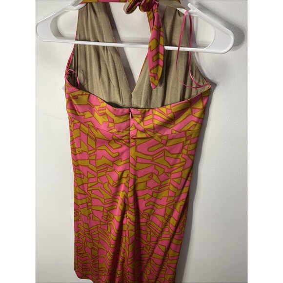 Trina Turk Women’s  Mini Dress Coral Multi Print Halter Dress Sz 6 - Picture 9 of 13